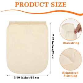 WLLHYF 4 Pack Cotton Nut Milk Bag 8 × 6 Inches Fine Mesh Cheese Cloth Multiple Usage Reusable Food Strainer Professional Cold Brew Filter for Straining Juice Coffee Yogurt Tea (Cotton, 8×6 In)