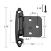 Matte Black 1/2" Overlay Cabinet Hinges, 6 Pack (3 Pairs)