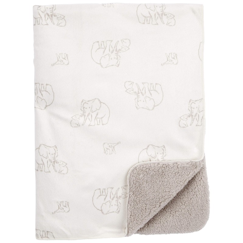 Carter's Baby Cozy-Lined Plush Blanket (White/Grey)