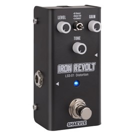 SHAEVLE Distortion Guitar Pedal - Full-Analog Circuit with 3 Distortion Tones, True Bypass, Compact Size for Guitarists IRON REVOLT(Distortion)