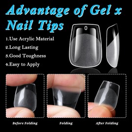 LoveOurHome 420pc Coffin Fake Nails Short Gel x Nail Tips XS Coffin Press on Nails Clear Coffin Nail Tips Full Cover Short False Artificial Fake Fingernail for Gel x Extension Acrylic Nails Press on