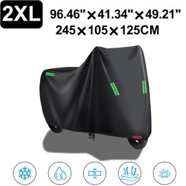 Motorcycle Cover All Season Universal Weather Quality Waterproof Sun Outdoor Protection Night Reflective with Lock-Holes Fits up to 96.5" for Most Sport/Standard/Dual Sport Motorcycles Vehicle Cover