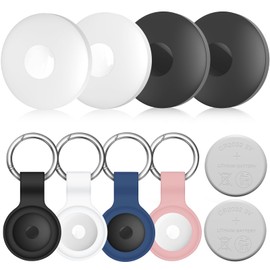 Air Tracker 4-Pack and 2pcs Extra Replaceable 2032 Batteries, Bluetooth + UWB Smart Tag Work with Apple Find My App (iOS Only), Item Locator Finder for Keys Vehicles Dogs Luggage Pets Bags