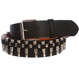 Snap On Imitation Bullets Leather Belt, Black | m-34"~36"