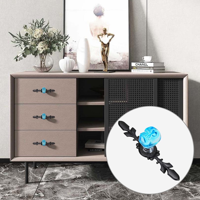 Xinally 5 Pieces Skeleton Skull Head Chest Door Drawer Handles