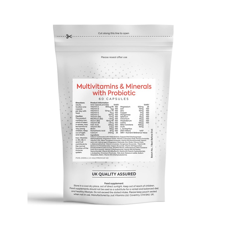 Just Vitamins Probiotic Multivitamins 60 Tablets