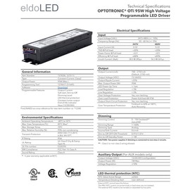 eldoLED | 57505 * 2743XH OTi100W/UNV/1600C/2DIM+/P6/AUX OPTOTRONIC Programmable LED Driver - 100W 1050mA Auxiliary