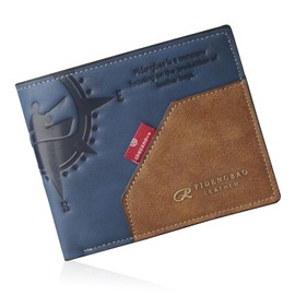 ORSUN Men's Wallet, Bifold Compact, Foldable, Thin, Genuine Leather, Coin Purse, Card Holder, Men's, navy
