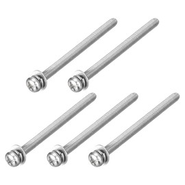 sourcing map M3 x 40mm 304 Stainless Steel Phillips Pan Head Machine Screws Bolts Combine with Spring Washer and Plain Washers 5Pcs