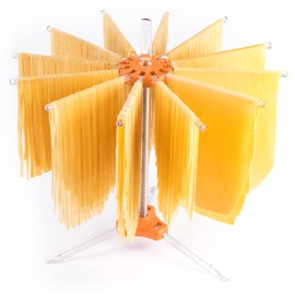 PASTALINDA Pasta Drying Rack, Pasta Dryer, 12 Polycarbonate 20 cm Long arms, Stainless Steel. 40 cm. Height. - Orange