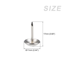 METALLIXITY Upholstery Nail Tacks (11x17x3.5mm) 25Pcs, Iron Round Thumb Push Pins - for House Construction, Home Kitchen Furniture, Silver Tone