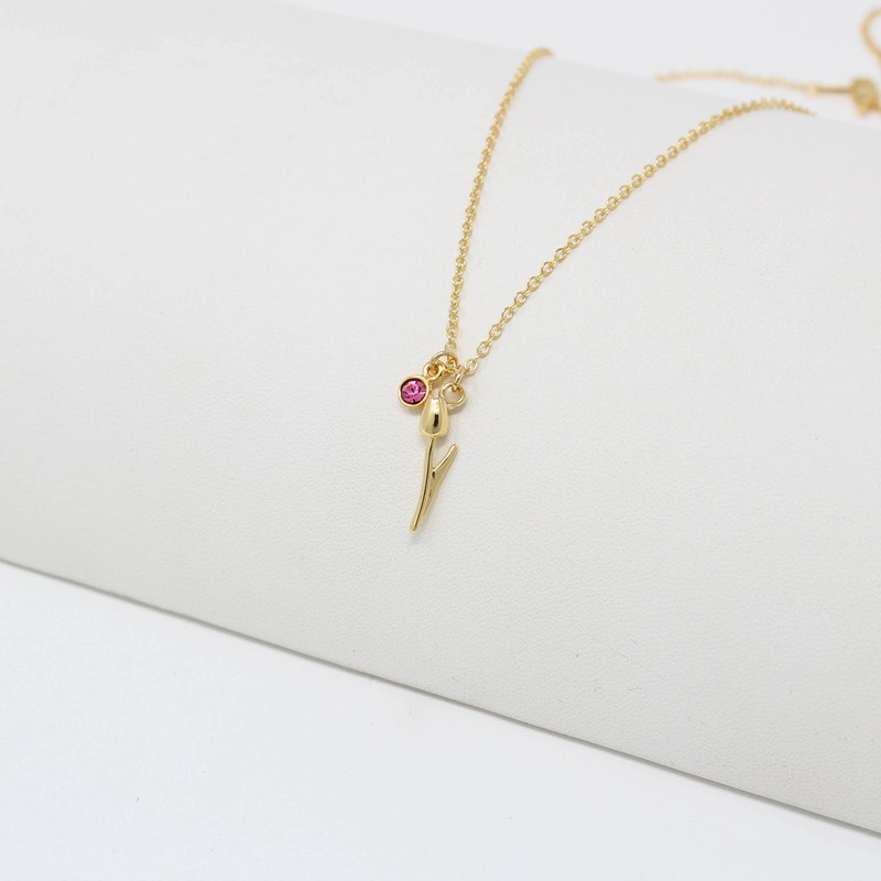 Collar de Flor Tulipan en Chapa de Oro de 22K