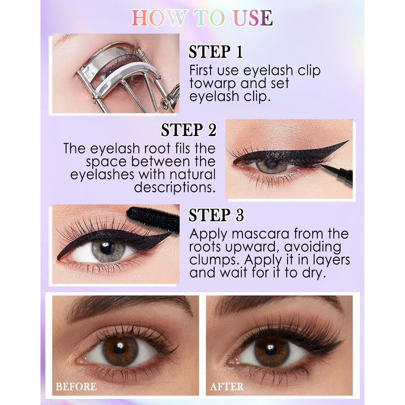 Burgundy Mascara Eyeliner Pen Kit, Waterproof Tube Mascara Eye Liner