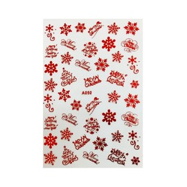Generic Christmas Nail Sticker Happy New Year Stars Snow Reindeer Tree A050 Red Nail Wraps Stickers Manicure Supplies for Women Nails Full Long Lasting Easy Apply and Remove