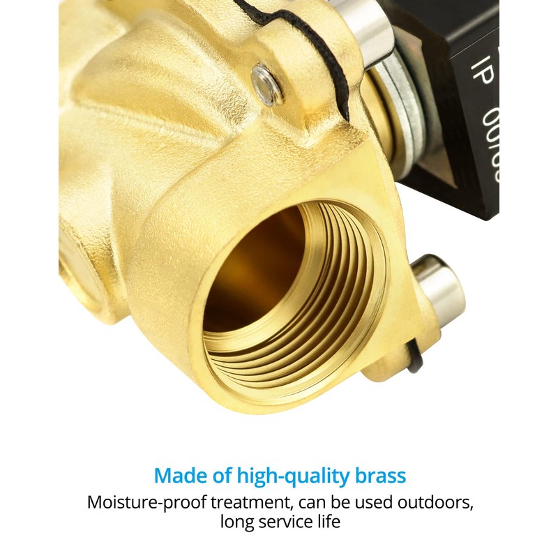 QWORK DN20 Solenoid Valve 220 V 3/4 Inch G Brass