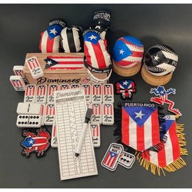 Puerto Rico Gift Pack - Celebrate Your Heritage with a Complete Puerto Rican Gift pack Dominoes flags Boxing Gloves wristbands clothing patches Boricua Experience!