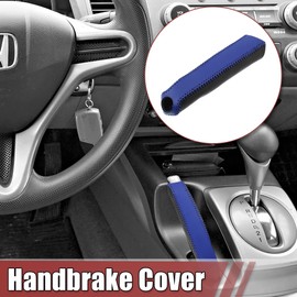 X AUTOHAUX Car Handle Hand Brake Sleeve Handbrake Cover Protector Interior Accessories Decoration Black Blue Faux Leather for Honda Civic 2006-2011