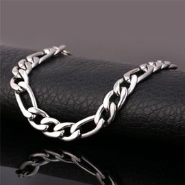 Classic Men Figaro Chain 9MM Wide Stainless Steel Necklace,22 Inch