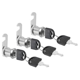 PATIKIL Cabinet Drawer Lock with Keys 3 Pcs 1" (25mm) Keyed Different Zinc Alloy Security Lock Cylinder Cam for Door Cupboard Household Mailbox Office Silver