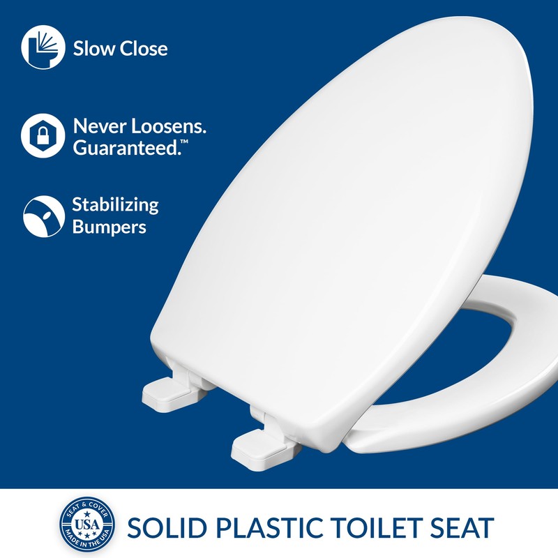Mayfair Collins Slow Close Toilet Seat, Durable Plastic Seat with