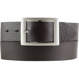 BELTINGER Full Cowhide Leather Denim Belt 4 cm | Denim Belt for Men and Women 40 mm | Leather Belt with Double Clasp, Brown, silver, 120 cm (Gesamtlänge 135 cm)