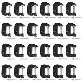 MOUYAT 24 Piece 1 Inch C-Clamp Set, Metal Malleable Iron Small C-Clamps for Woodworking, Welding, Building, 1 Inch Jaw Opening, 0.8 Inch Throat Depth, Black