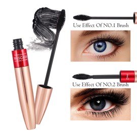 HOUSN Mascara 2 in 1 Waterproof Mascara, Volumizing Mascara, Lengthening Mascara, Double Effect Mascara, Longer, 2 Brushes, Thicker, Longer Makeup, Black