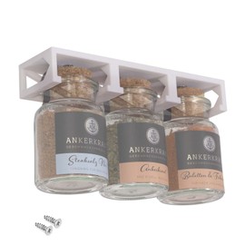 Mobilefox Spice Rack Base Cabinet Holder Suitable for 3 Ankerkraut Cork Jars White