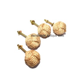 Set of 4 Natural Jute Rope Drawer Handles - Ideal for Updating Existing Furniture - Nautical Bathroom