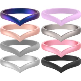 ThunderFit Thin Heart Shaped Silicone Wedding Rings for Women, Stackable Rubber Engagement Bands 2.7mm Wide 2mm Thick - 1/4/8 Variety Multipack (Pack K, Size 4.5-5 (15.7mm))