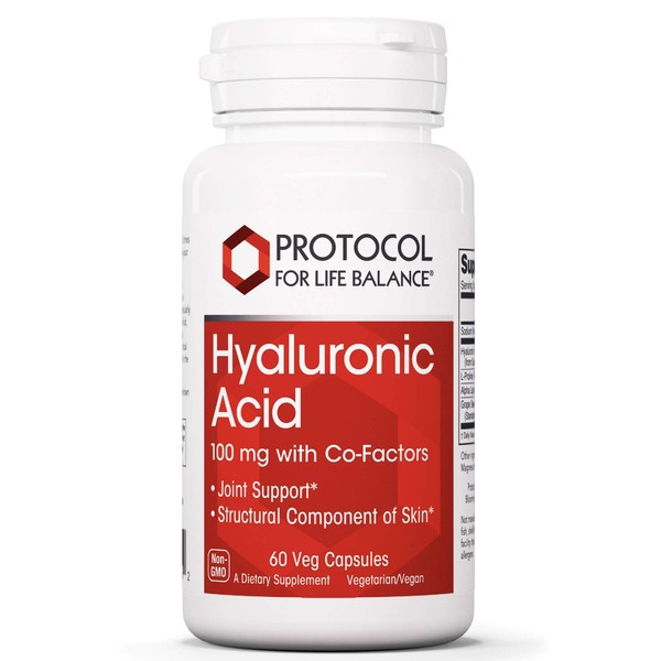 Protocol Hyaluronic Acid 100mg - Joint Support, Healthy Skin Care, and Eye Health - 60 Veg Caps