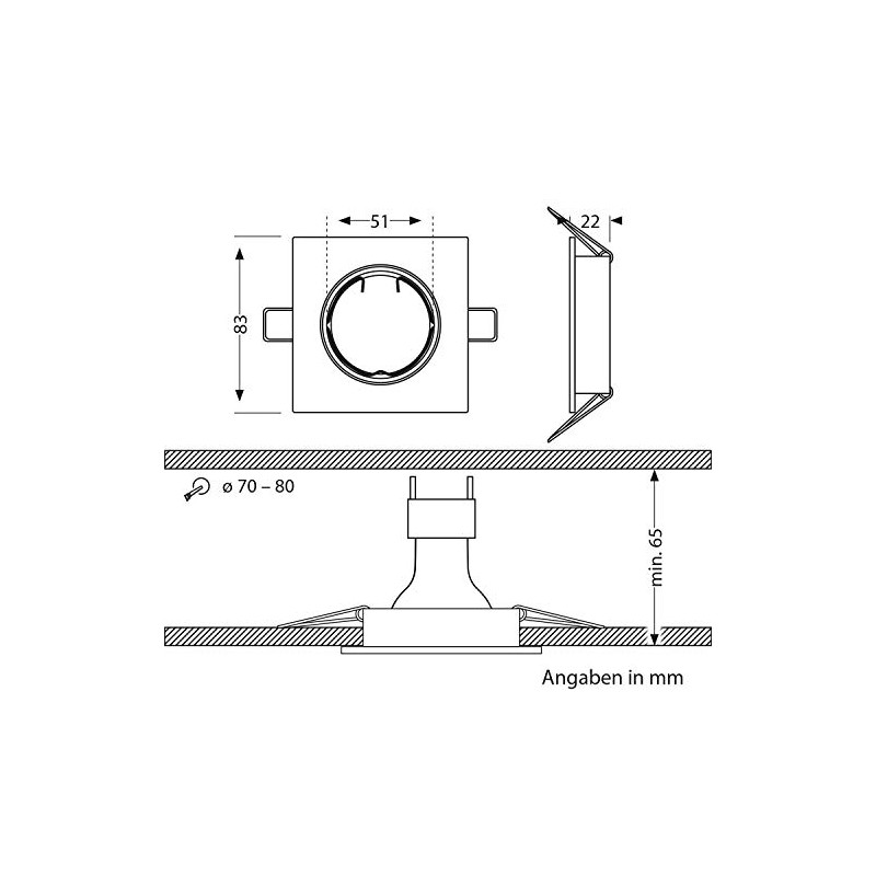 ledscom.de 10 Pieces Ceiling mounting Frame RIR, Angular, swivelling, Black
