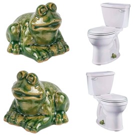 White Frog Toilet Floor Bolt Caps, Ceramic Sea Turtle Toilet Bolt Caps Cute Bathroom Decor, Fun Turtle Themed Gadgets for The Toilet (Green, frog)
