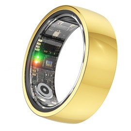 UXOXU Smart Ring for Men Women, Waterproof Fitness Tracker Sleep Heart Rate Monitor Health Ring, No Subscription, Compatible with Android & iOS (Gold, 8)