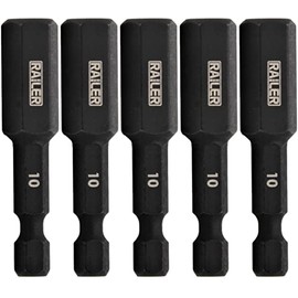 Hex 10mm Impact Driver Bit - Railer Allen Wrench Drill Hex Bits. 1/4 Quick Release S2 Steel 2 inch 10mm Hex Bits. (5 Pack)