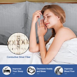 Grounding Pillowcase (20X30inch) with 15ft Grounding Cord Conductive, 5% Silver Fiber Conductive Grounding Pillow Case for Better Sleep (1pc-Grey 20 * 30inch)