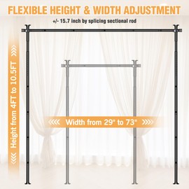 AKTOP Room Divider Curtain Rod, No Drilling Privacy Room Separator for Space Partition, 4-10.5ft(H) 29-73”(W) Adjustable Heavy Duty Floor to Ceiling Wall Divider Tension Rod for Room Separation, Black