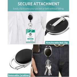 Pawfly 5 Pack Vertical 2-Card Badge Holder with Thumb Slots Hard Transparent PC Case Protector with Retractable Badge Reel Carabiner Clip for IDs Credit Cards Driver’s Licenses and Passes