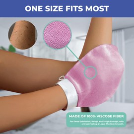 GoodBeauty 2 Pack Shower Exfoliating Gloves Bath Massage Scrubbing, Shower Exfoliating Mitt for Men Women Shower Body Scrub, Unclog Deep Pore Gentle Viscose Fiber (Pink)