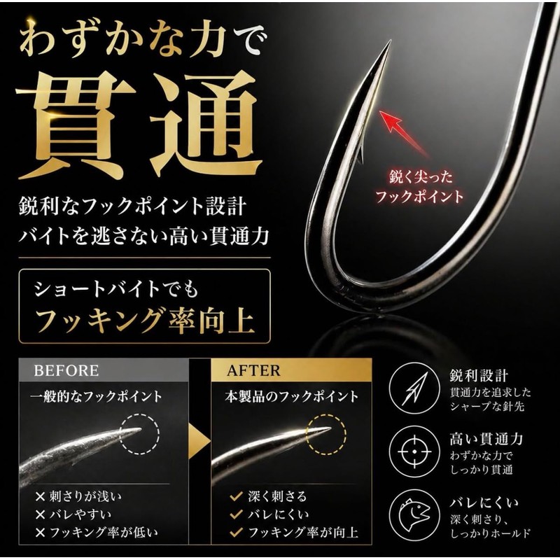 Bucht 40pcs Offset Hooks 5 Sizes 1/0, 2/0, 3/0, 4/0,