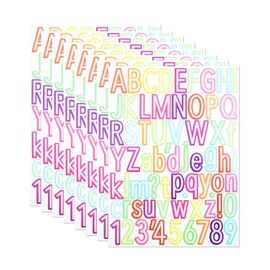 1.5 Inch Letter Stickers, 544 Pieces Alphabet Number Symbol Stickers for Scrapbooking, Sign, Water Bottle, Self-Adhesive Vinyl Letter Sticker Decals for Arts&Crafts - 8 Sheets,Multi