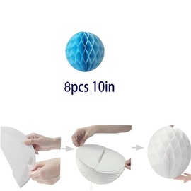 8pcs 10 inch Paper Honeycomb Balls Decorative Tissue Honeycomb Balls Paper Pom Poms Flower Balls Art Hanging Balls for Birthday Wedding Nursery Baby Shower Home Decor (10inch, Blue)