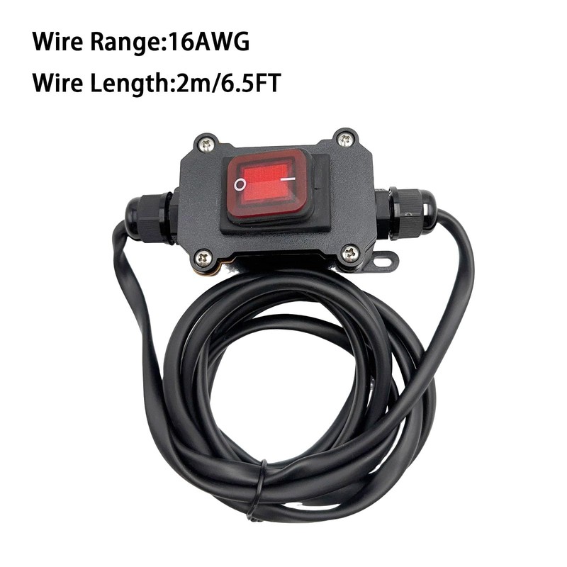 Waterproof Inline Cord Switch 12V 20A DC IP66 Red Lighted