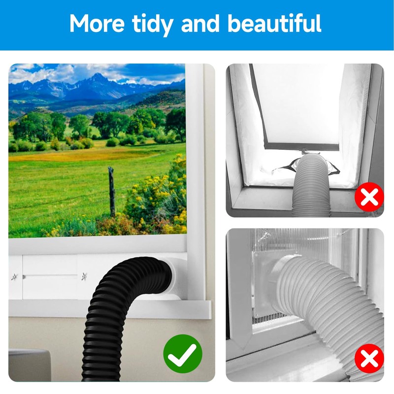 Window Vent Kit with 59" Length Hose, Adjustable Window Seal