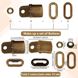 DELORIGIN 45 Sets Stainless Steel Hat Buckle 3 Colors Adjustment Caps Buckle Hat Size Extender Adjustable Hat Buckles Replacement for Capss Hats Backpack Strap Baseball Caps Fix Buckles