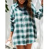 Mingzhu Womens Casual Flannel Plaid Shirts Button Down Long Sleeve