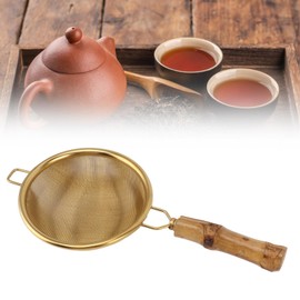 Fine Mesh Chai Tea Strainers, Stainless Steel Mesh Tea Infuser Stainless Steel Walnut Filter with High Capacity Design Dishwasher Cleaning Safer for KungFu Tea Set (Gold)