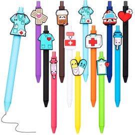 12 Pcs Nurse Pens, Cute Nursing Pens Black Ink Set Bulk Funny Cartoon BallPoint Pens, Retractable Essentials Pens for Nurses Medical Assistants Students healthcare Workers Office Appreciation Gifts