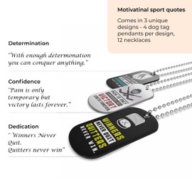Inkstone Hockey Dogtag Necklaces | Motivational Sayings Pain is Only Temporary But Victory Lasts Forever | (12 Pack) | Encouraging Gift for Students, Teams, Players, 12 Count (Pack of 1), Metal, No Gemstone
