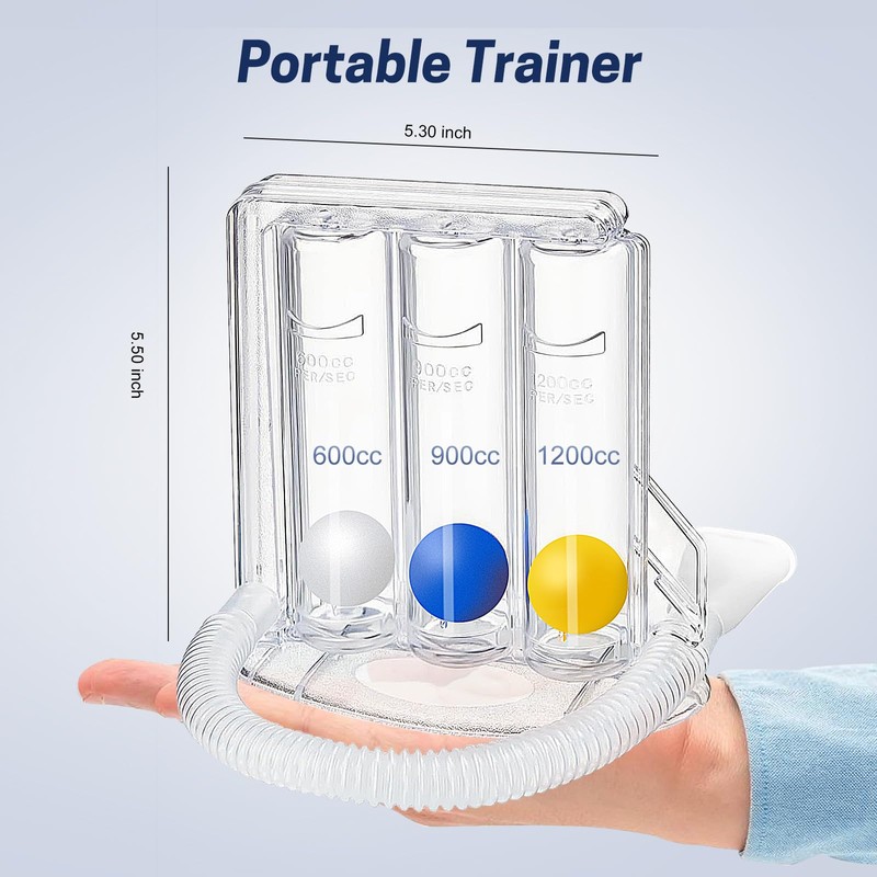 Youmang 3-Ball Incentive Spirometer Lung Exerciser - Adjustable Breathing Trainer